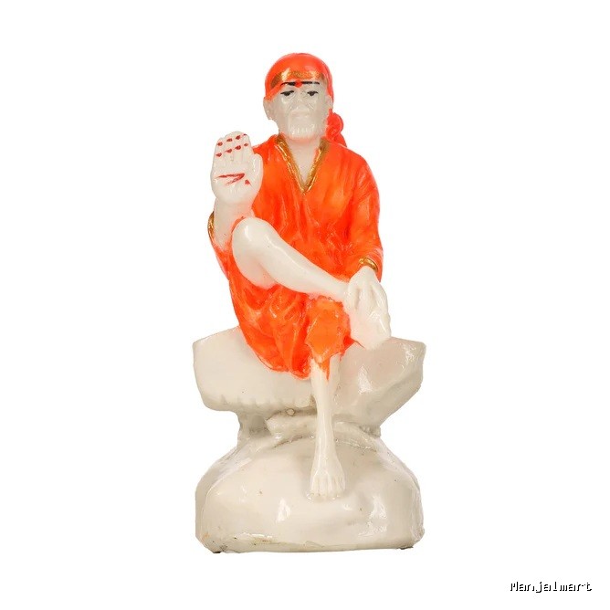 Saibaba Statue - 4 x 2 Inches | Sai Baba Vigraham/ Marble Murti/ Saibaba Idol for Pooja