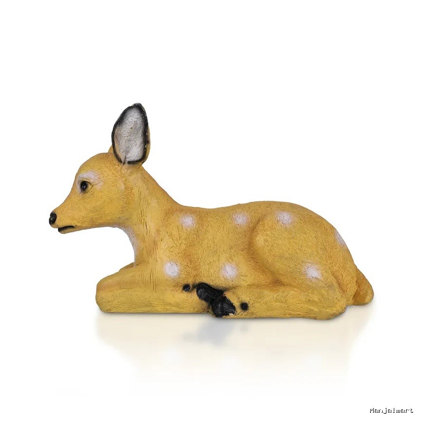 Lying Deer Statue - 8 X 11.25 Inches | Resin Deer Sculpture/ Deer Figurine Showpiece For Elegant Garden Decor