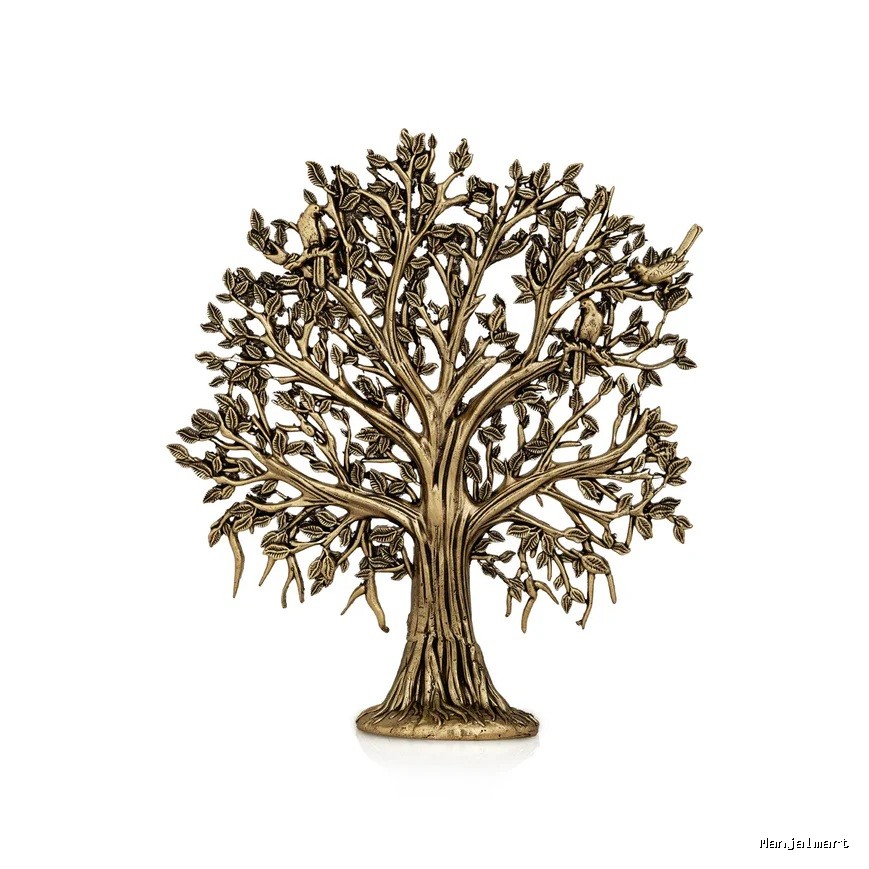 Kalpavriksha Tree With Base - 6 X 5.5 Inches | Antique Brass Kalpataru Tree/ Karpaga Viruksham For Prosperity