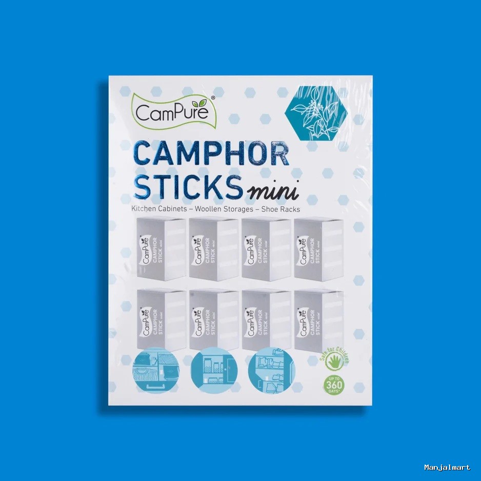 Campure Camphor Sticks - 48 Gms | Pack Of 12/ Kitchen Cabinet/ Regular Sticks for Repels Insects & Rodents