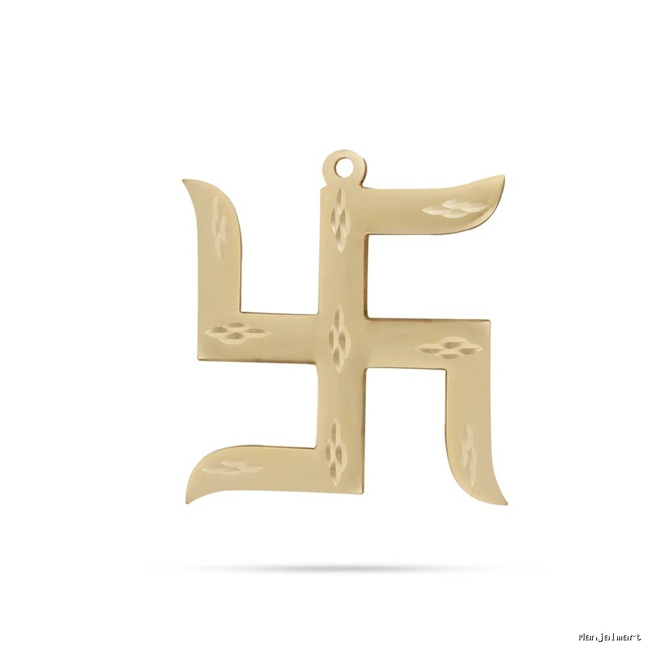 Swastik Design Wall Hanging - 2.75 x 2.75 Inches | Brass Wall Hanger/ Wall Decoration for Home & Office
