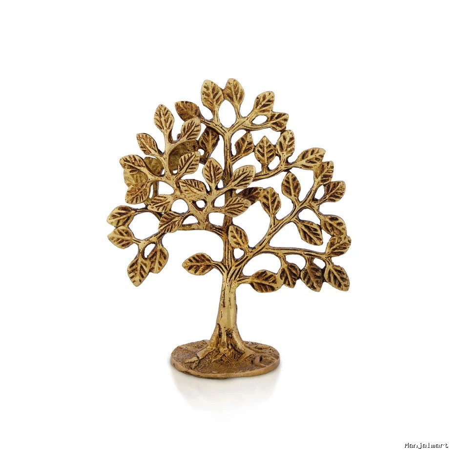 Kalpavriksha Tree With Base - 6 X 5 Inches | Antique Brass Kalpataru Tree/ Karpaga Viruksham For Prosperity