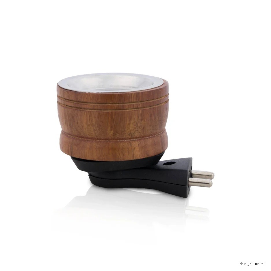 Electric Kapoor Dhani - 2.5 x 3.5 Inches | Wooden Cup Camphor Burner/ Electric Camphor Diffuser for Home