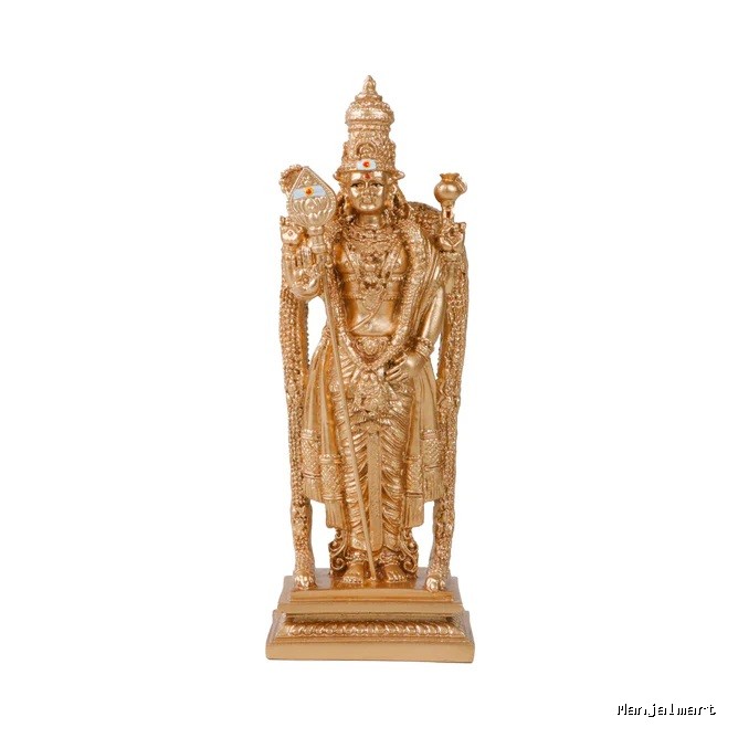 Siruvapuri Murugan Statue - 6 x 2.5 Inches | Standing Murugan Idol/ Gold Polish Murugan Silai for Pooja