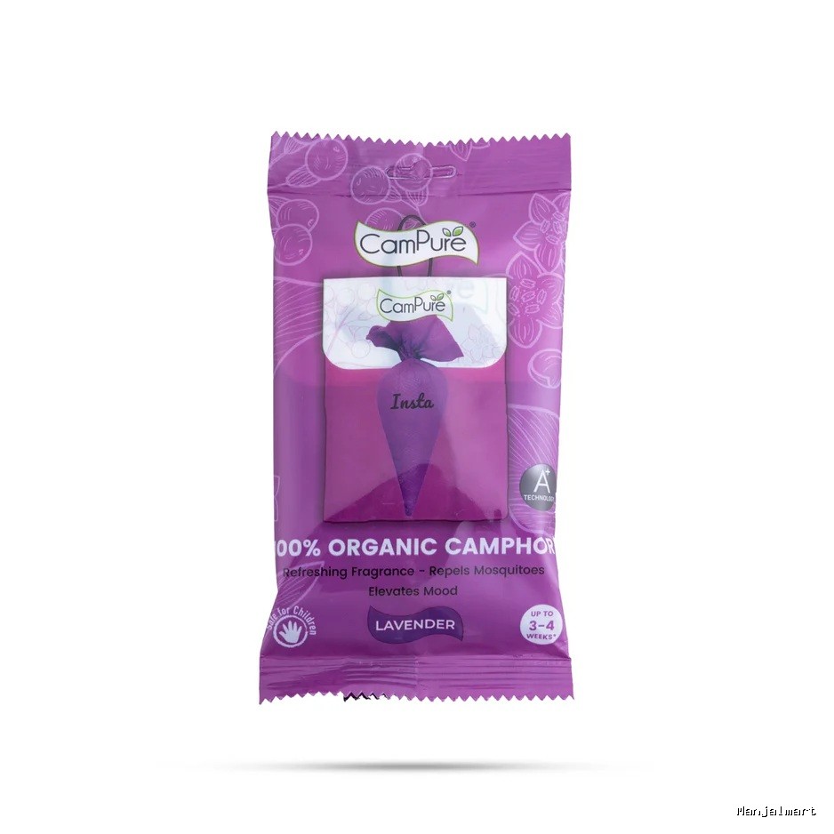 Campure Organic Camphor Insta Lavender Air Freshener - 30 Gms | Air Purifier/ Car Freshner For Soothing Aroma
