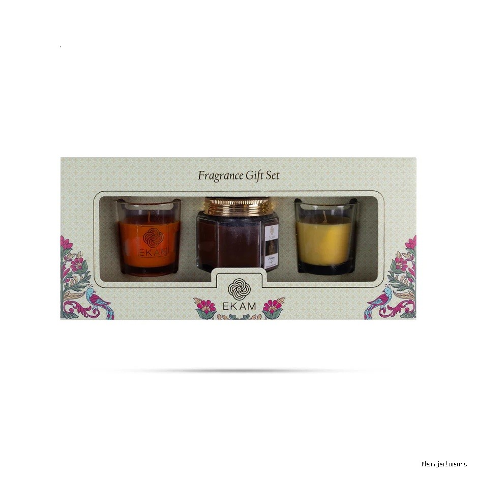 Home Fragrance Gift Set- 3 Pcs | Shot Glass Scented Candle Jar/Grapefruit Mandarin,Honey Lemon,Mahogany For Soothing Light