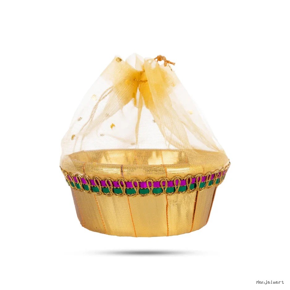 Decorative Tokri Basket With Net Cover- 1.5 X 3.5 Inches | Gift Hamper Basket/Chocolate Gift Basket For Storage