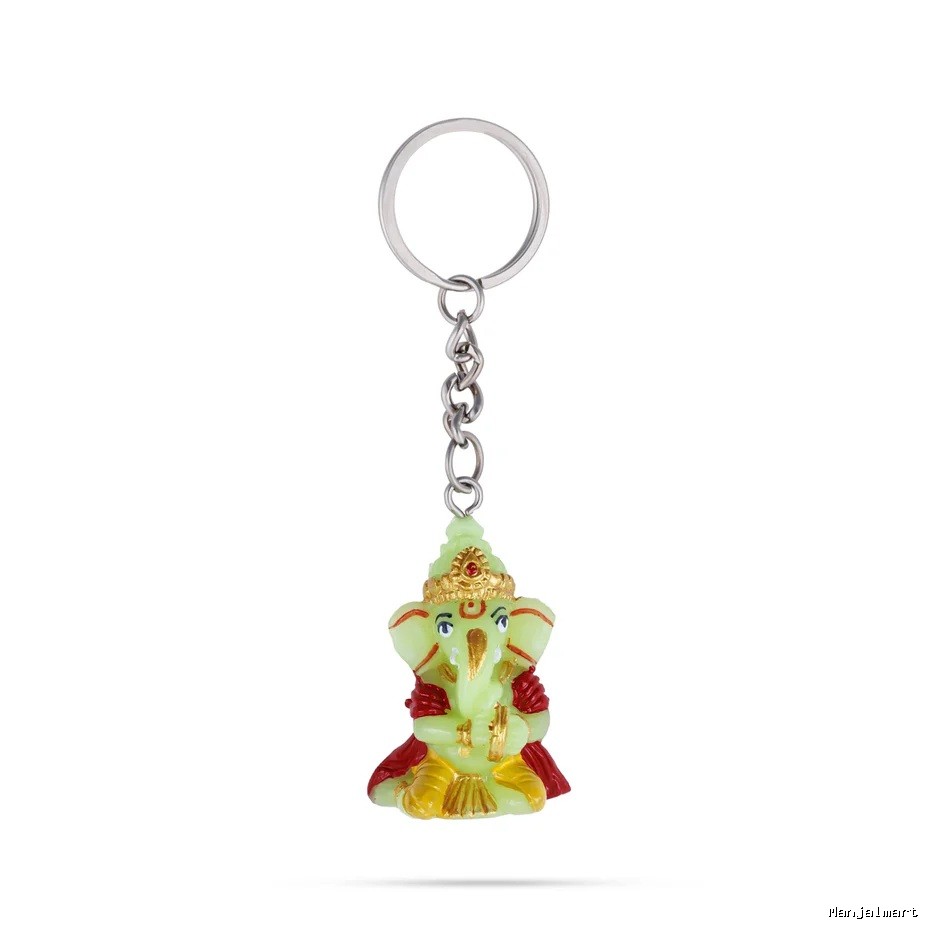 Ganesh Murti Design Key Chain - 0.75 X 2.25 Inches | Key Ring/ Key Holder For Gifting, Car And Bike