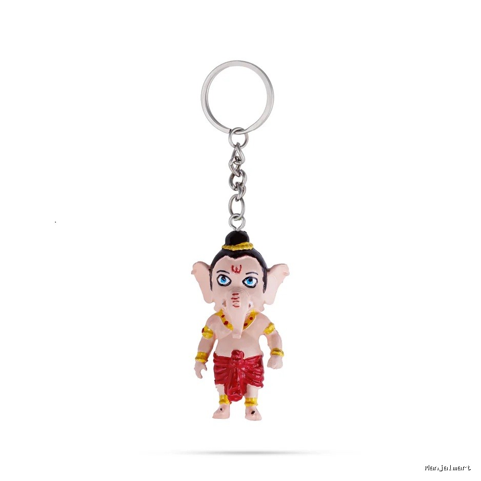 Ganesh Murti Design Key Chain - 0.25 X 2.75 Inches | Key Ring/ Key Holder For Gifting, Car And Bike